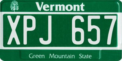 VT license plate XPJ657
