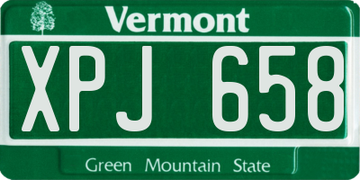 VT license plate XPJ658