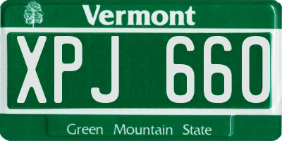 VT license plate XPJ660