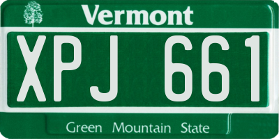 VT license plate XPJ661