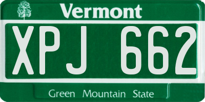 VT license plate XPJ662