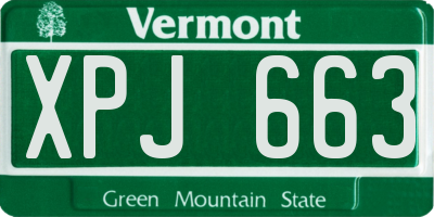 VT license plate XPJ663