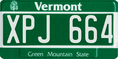 VT license plate XPJ664