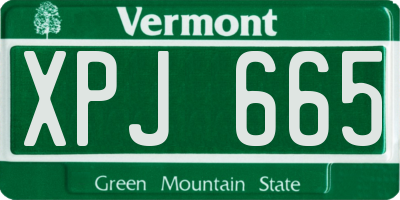 VT license plate XPJ665