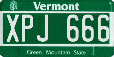 VT license plate XPJ666