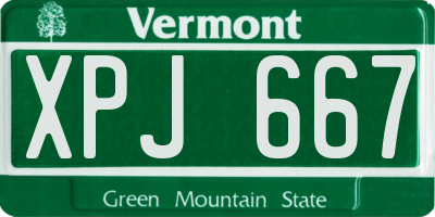 VT license plate XPJ667