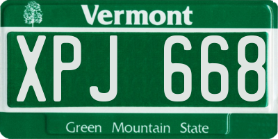 VT license plate XPJ668