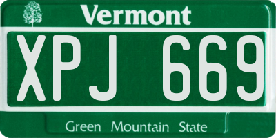 VT license plate XPJ669