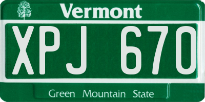 VT license plate XPJ670