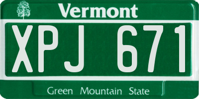 VT license plate XPJ671