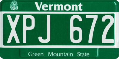 VT license plate XPJ672