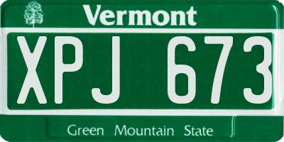 VT license plate XPJ673