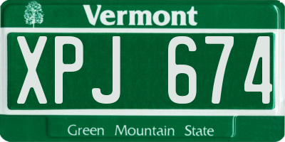 VT license plate XPJ674