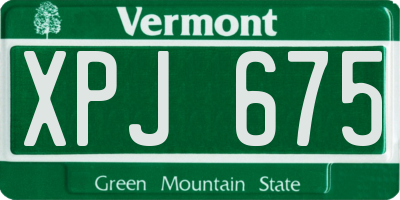 VT license plate XPJ675