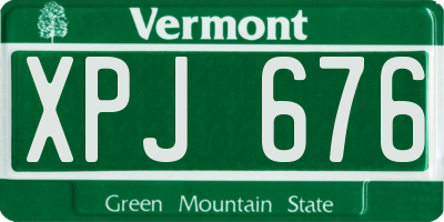 VT license plate XPJ676