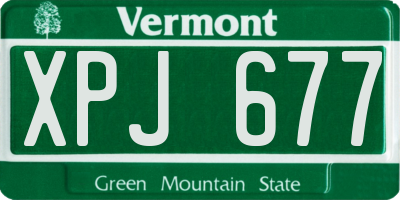 VT license plate XPJ677