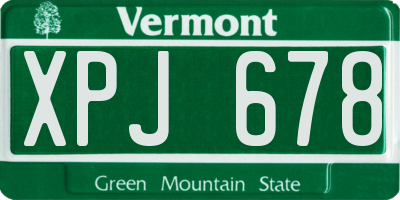 VT license plate XPJ678