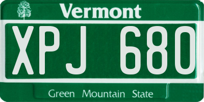 VT license plate XPJ680