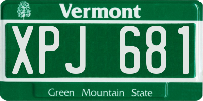 VT license plate XPJ681