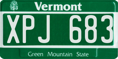VT license plate XPJ683