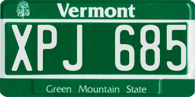 VT license plate XPJ685