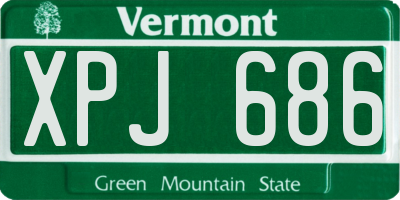 VT license plate XPJ686