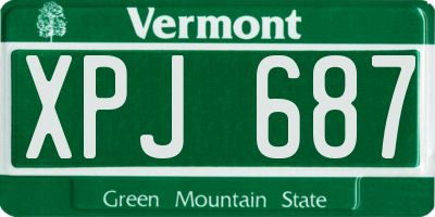 VT license plate XPJ687