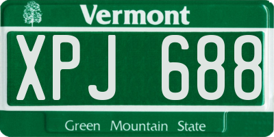 VT license plate XPJ688