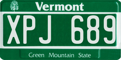 VT license plate XPJ689