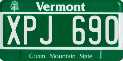 VT license plate XPJ690