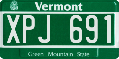VT license plate XPJ691