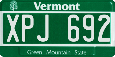 VT license plate XPJ692