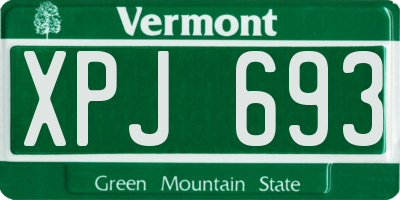 VT license plate XPJ693