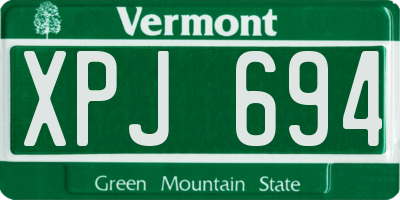 VT license plate XPJ694