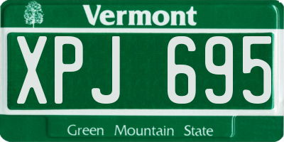 VT license plate XPJ695