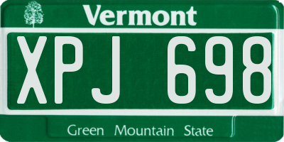 VT license plate XPJ698