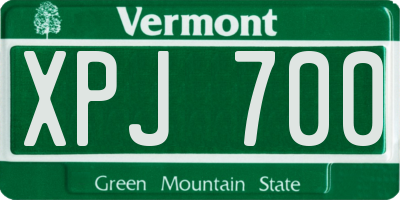 VT license plate XPJ700