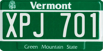 VT license plate XPJ701