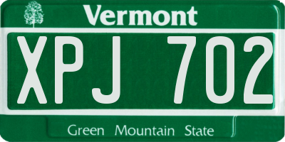 VT license plate XPJ702