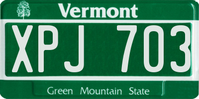 VT license plate XPJ703
