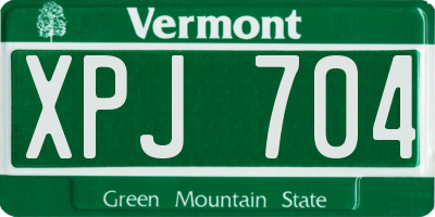 VT license plate XPJ704