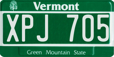 VT license plate XPJ705