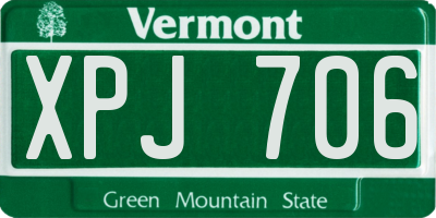 VT license plate XPJ706