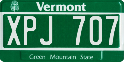 VT license plate XPJ707
