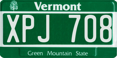 VT license plate XPJ708