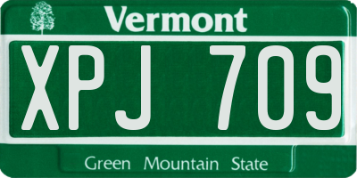 VT license plate XPJ709