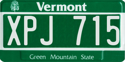 VT license plate XPJ715