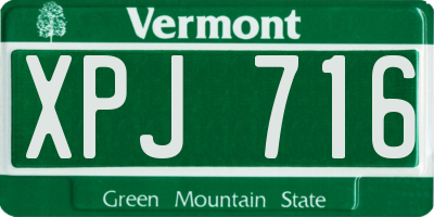 VT license plate XPJ716
