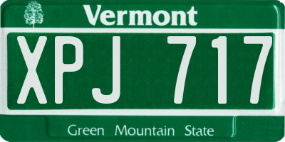 VT license plate XPJ717