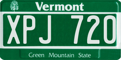 VT license plate XPJ720
